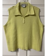 Sag Harbor Womans Top 3X Sleeveless Cotton Yellow/Lime Collar Petite - $6.79