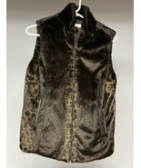 Charter Club Lightweight Faux Fur Sz S Women’s Zip Up Vest Brown Side Po... - $511.54 MXN