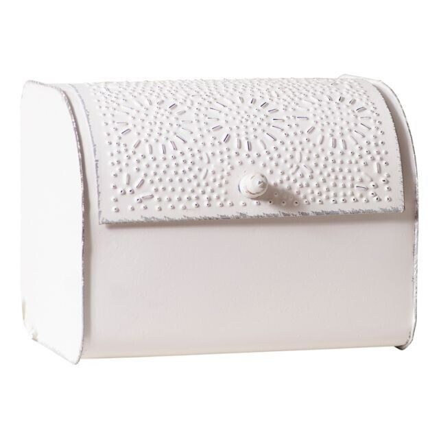 Large Bread Box in Rustic White tin