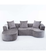 Modern Grey Corduroy Modular Sectional Sofa L-Shape Chaise - €578,33 EUR