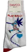 Baseball PLAY BALL Home Run White One Pair Crew Socks  Mens Davco Socks - £4.65 GBP