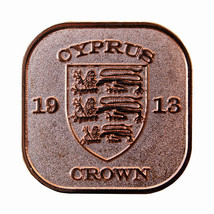 Cyprus Coin 1 Crown 1913 George V Modern Issue Unusual Shape Coin 03814 - $31.49