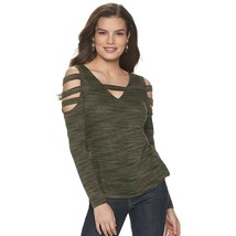 Rock &amp; Republic Olive Green Space-dyed Strappy Long Sleeve Top  - Women&#39;... - £23.70 GBP