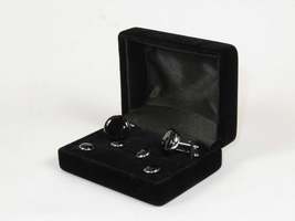 Men's J.Valintin Tuxedo Shirt Cufflinks Stud Set Black Silver 92565 image 7