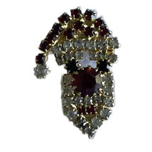 Santa Claus Pin Rhinestone Face Brooch Statement Sparkling Christmas Vin... - £14.38 GBP