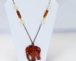 Elephant Necklace Leopard Spots 2.5&quot; W x 2.8&quot;H  28&quot; Chain  Estate Sale J... - $17.77 CAD