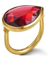 Baccarat Marie Helene De Taillac RED Crystal Pear Ring 18K Gold Size 7 (... - £276.55 GBP