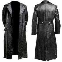 Classic Black Leather Trench Coat: The Perfect Military Uniform Officer Look - £57.15 GBP+
