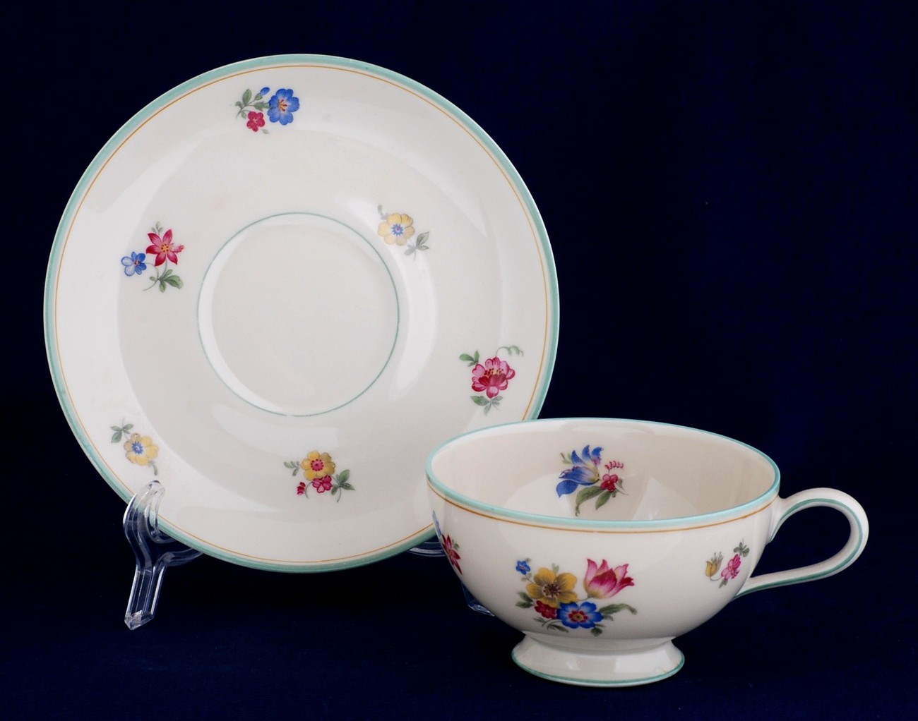 Thomas Ivory Bavaria Germany Cup and Saucer China Floral Item image 3