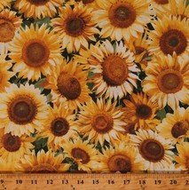 Cotton Garden Party Sunflowers Flowers Yellow Fabric Print by Yard D383.56 - £8.61 GBP