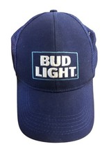 Bud Light Strapback Hat Baseball Cap Blue Black Mesh Beer Adjustable - $10.11
