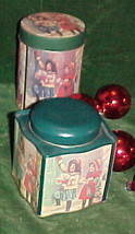(2) Victorian Girl Christmas Candy Cookie Canister Tins - £7.86 GBP