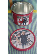 VICTORIAN BOY &amp; GIRL SCENE candy cookie RED TIN-LARGE - £7.50 GBP