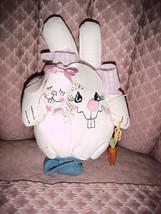 8&quot; Handmade Glove Mama Rabbit with Baby &amp; Wooden Carrots;Handpainted Face;Pompon - £7.94 GBP