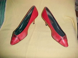 9 NINE WEST RED Pumps HEELS 6.5 M-KERRY STYLE;VINTAGE CLASSIC STYLE;VERS... - £7.98 GBP