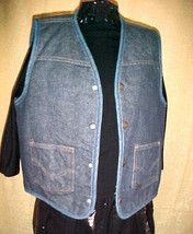 Blue Denim Vest,2 Pockets,4 Snaps,Fleece Lining;Size Medium;Nwot Never Worn;Cozy - £8.05 GBP