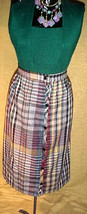 Blue &amp; Red &amp; Gray Plaid Skirt,32&quot;Waist;27”Length;6 Front Buttons;Classic Style - £7.98 GBP
