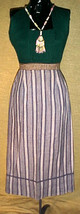 Blue Striped Ethnic Boho Peasant Folk Skirt;24&quot;Waist;32.5&quot;Length;Cotton Flannel - £7.98 GBP