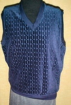 Campus Velour Vest Large,Navy Blue Pattern;V Neck;80% Cotton,20% Polyester;Retro - £7.96 GBP