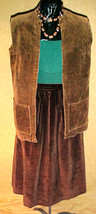 Dark Brown Cotton Corduroy Vest,Small Medium Size,Front Patch Pockets;Retro Chic - $9.99
