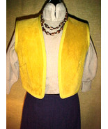 Gold Suede Leather Vest,Short Style-Slip-On,SMALL/MEDIUM;ACRYLIC KNIT BA... - £7.85 GBP