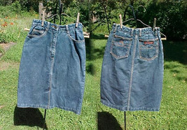 Jordache Blue Denim Skirt Size 3; 24&quot;Waist;5 Pockets; Kick Pleat;23&quot;L;100%Cotton - £7.97 GBP