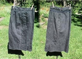 Long Dark Gray Denim Skirt Size 6;27&quot;Waist;Kick Pleat;100%Cotton;Side Zip;33&quot;Lon - £7.85 GBP