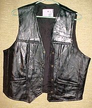 Mingtian Piye Vest Shiny Black Leather (Faux?),Sm/ Med;Boho Fashionista Preppy - £7.89 GBP