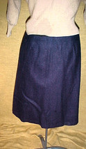 NAVY BLUE WOOL SKIRT;A-LINE;28&quot;WAIST;23&quot;Long;Full Lining;Side ZIPPER/Hoo... - £7.95 GBP