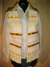 VEST-Brown-Yellow-Pink-Orange-Beige-Rust Ethnic Boho Gypsy Peasant Folk;SM/MED - £8.01 GBP