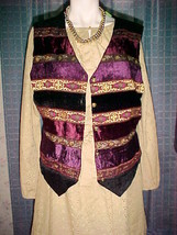 WHITE STAG VEST-LARGE,PURPLE,GOLD,BLACK;EMBOSSED FLOWER PATTERN,BOHO FAS... - £7.95 GBP