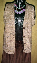 Brown &amp; Tan Multicolor Sweater Vest,100%Acrylic,Medium; Button Down W/ 4 Buttons - £7.90 GBP