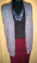 Carol Brent Sweater Vest Blue Brown Multicolor,Medium;Button Down 5 Large Button - £8.01 GBP
