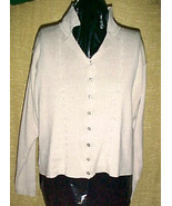Laura Scott Cardigan Sweater,Beige,55%Acrylic/ 45%Cotton;SZ LARGE;Pierce... - £7.85 GBP