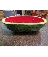 Large Hand Painted Ceramic Watermelon Decorative Serving Bowl 13&quot; x 8&quot; - $47.17 CAD