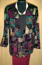 JERI MARQUE GLITZY JACKET, SIZE 10, GOLD/GREEN/BLACK-STANDS OUT IN A CRO... - $9.99