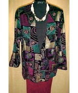 JERI MARQUE GLITZY JACKET, SIZE 10, GOLD/GREEN/BLACK-STANDS OUT IN A CRO... - £7.80 GBP