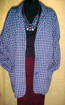 Genesis Blazer Jacket  Blue Red Tan Plaid 100% Cotton;Size:Medium/Large;1980&#39;s - £8.11 GBP