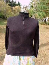 BLACK TURTLENECK SWEATER;SZE SMALL;ACRYLIC;ZIPPER FRONT/BACK-GREAT UNDER... - $9.99