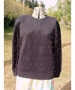 ANDREA GAYLE PULLOVER SWEATER;SIZE L;SHOULDERPADS;100% ACRYLIC;PEARLS;RO... - £7.85 GBP