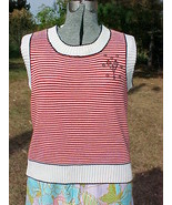 CATALINA PULLOVER SWEATER VEST,RED &amp; WHITE STRIPE,SCOOP NECK;SIZE L;100%... - £7.83 GBP