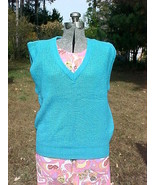 PULLOVER SWEATER VEST-TURQUOISE, V-NECK;SIZE L-100% ACRYLIC;INDONESIA;26... - £7.85 GBP