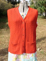 SWEATER VEST,RED,SIZE SMALL/MEDIUM;100% ACRYLIC;2 PATCH POCKETS;6 BUTTON... - £7.81 GBP