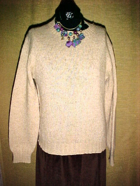 Primary image for BEIGE WOOL PULLOVER SWEATER;SIZE SMALL/MEDIUM;CREW  NECK;CLASSIC STYLE;no label