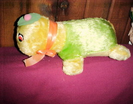 Vintage Yellow&amp; Green Turtle/ Hat; 11&quot;;Made In Korea;Felt Mouth/Nose;Paper Eyes - £7.98 GBP