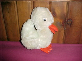 Vintage Chicken/ Duck 8&quot;Tall;Light Blue Plush Fur;Orange Beak/Bill &amp; Feet;Wiggly - £7.97 GBP