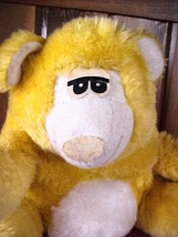 Yellow Plush Stuffed Tubby Bear;8&quot; Sitting Felt Eyes,Nose,Mouth;White Face,Belly - £7.85 GBP