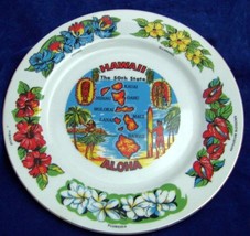 Hawaii &quot;The 50TH State&quot; Aloha Souvenir PLATE-10¼&quot;Diameter;Islands,Native Flow - £7.91 GBP