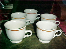 5) Floral Expressions Hearthside Stoneware footed cups/ mugs;Oatmeal &amp; Tan;3½&quot; - £19.54 GBP