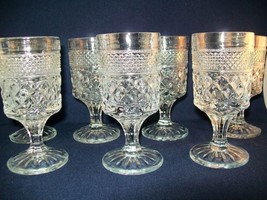 7 Clear Glass Water Goblets Wexford Anchor Hocking Stemware/Footed 5½" T X 2¼" - $24.99